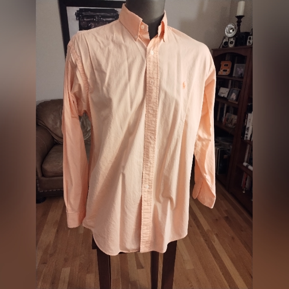 Ralph Lauren Orange Yarmouth Pinpoint Oxford Long Sleeve Shirt Size 16.5
